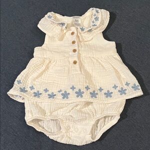 Carter's Baby Dress with Blue Floral Embroidered Detail